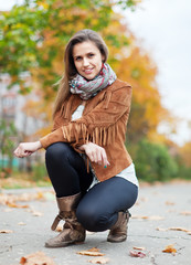 Fototapeta premium woman at autumn park