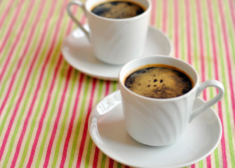 Two cups of morning coffee