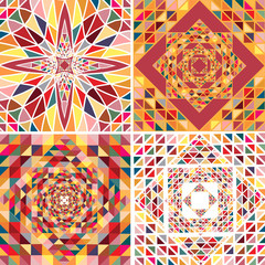 Set of four abstract background with geometric shapes.