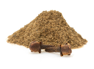 clove spices on white background