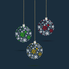 Fototapeta na wymiar Christmas ornaments made from snowflakes vector illustration
