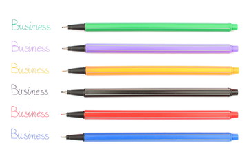 Words business are handwritten with colorful pens