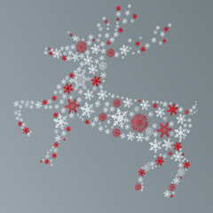 Reindeer christmas made from snowflakes vector illustration