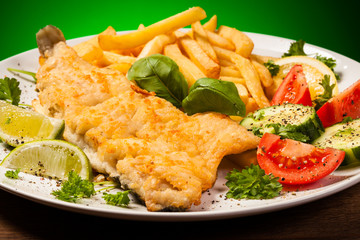 Fish dish - fried fish fillet and vegetables