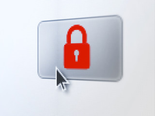 Security concept: Closed Padlock on digital button background