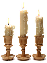 old candle isolated on white background