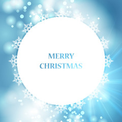 Vector blue Christmas background with white snowflakes