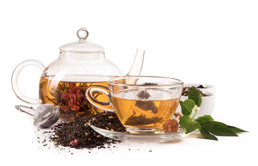 Blooming tea isolated on white background