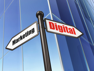 Advertising concept: Digital Marketing on Building background