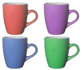 Set of colored mugs