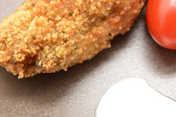 Detail of Croquettes, typical Tapa of Spanish Cuisine