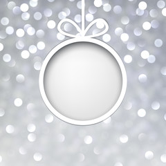 Silver christmas background with glass ball.