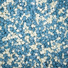 Blue and white candy stars decoration background
