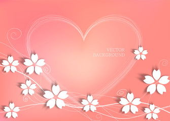 Abstract love and flower  on  shines background