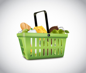 Green Plastic Basket With Food
