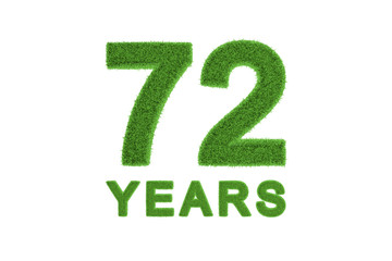 72 Years green grass anniversary number