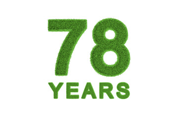 78 Years green grass anniversary number