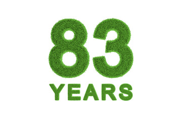 83 Years green grass anniversary number