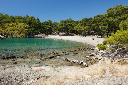 Beach in Phaselis, Turkey.