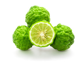 Kaffir Lime on white background.