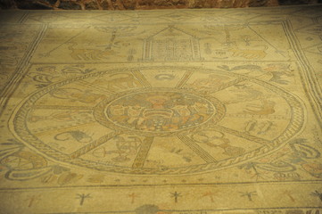 Ancient mosaic floor at at Beit Alfa Synagogue, Israel