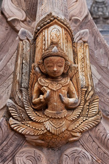 Fototapeta na wymiar Ancient bas-relief at Takhaung Mwetaw pagoda, Myanmar