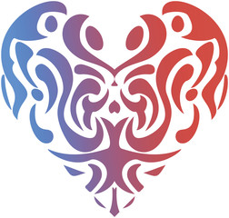 Red valentine heart in floral style isolated