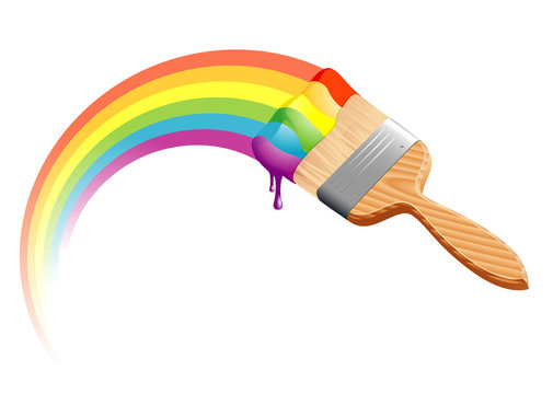 Rainbow brush. Vector.