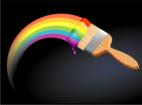 Rainbow brush. Vector.