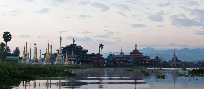 Ancient pagoda and monastery on Inle lake, Myanmar