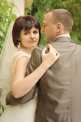 Fototapeta premium Bride and groom on their wedding day