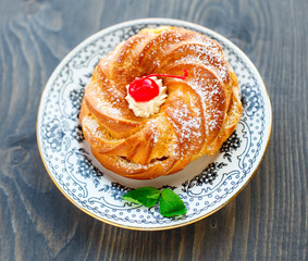 Delicious cake on a plate