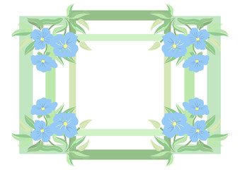Illustration of frame with abstract blue flowers