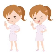 ナース/Vサイン