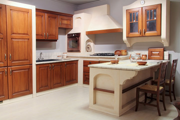 Full view of a classic wooden kitchen