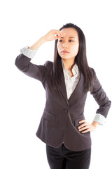 Attractive Asian girl 30s isolated on white background