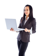 Attractive Asian girl 30s isolated on white background