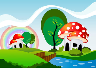 Mushroom house cartoon