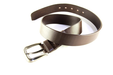 Black belt with reflection on a white background 
