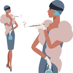 Retro young beautiful girl of 1920s style.