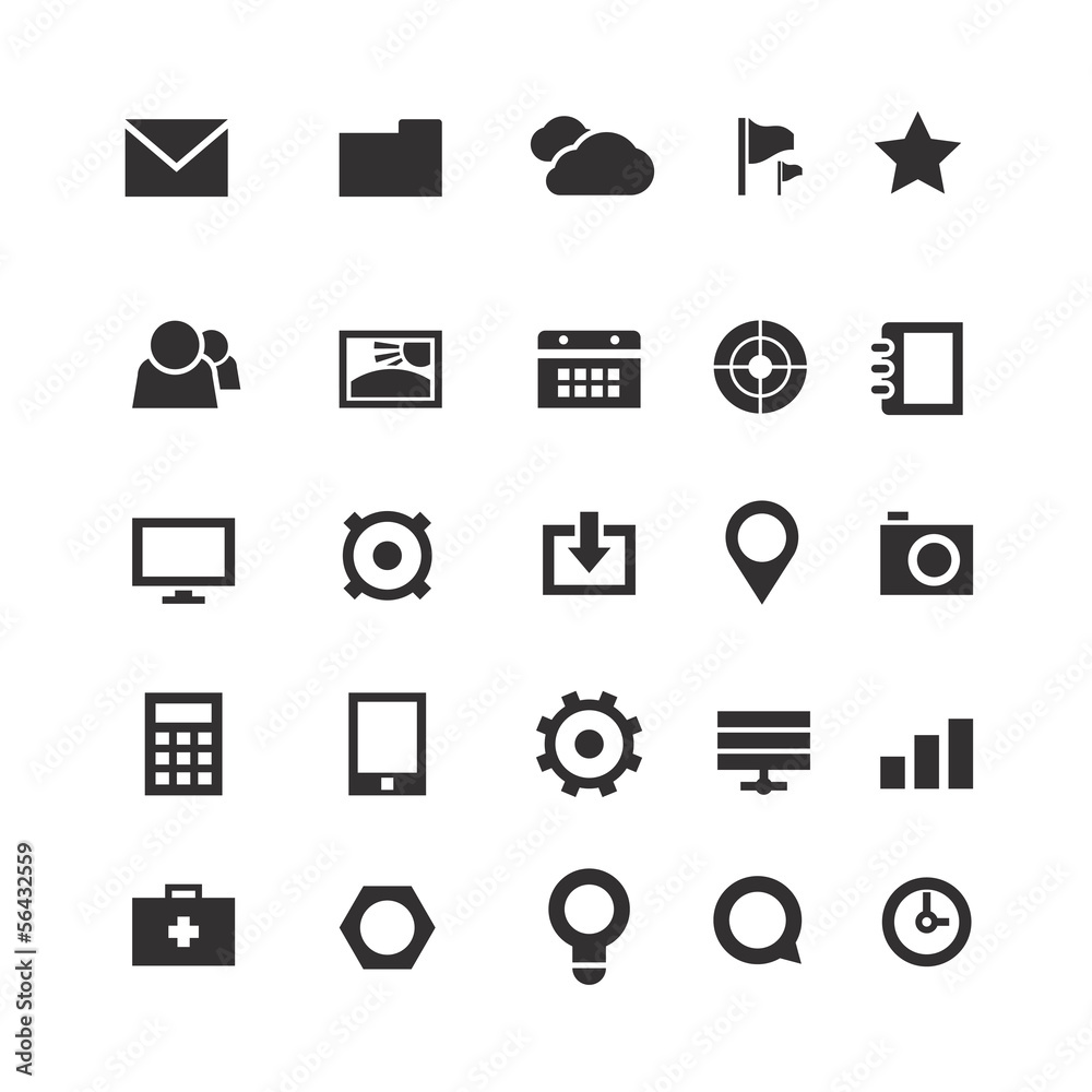 Poster collection of simple web icons isolated on white