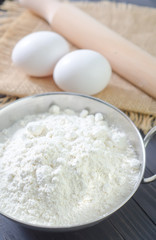 Fototapeta na wymiar flour and eggs