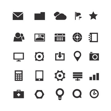 Collection of simple web icons isolated on white
