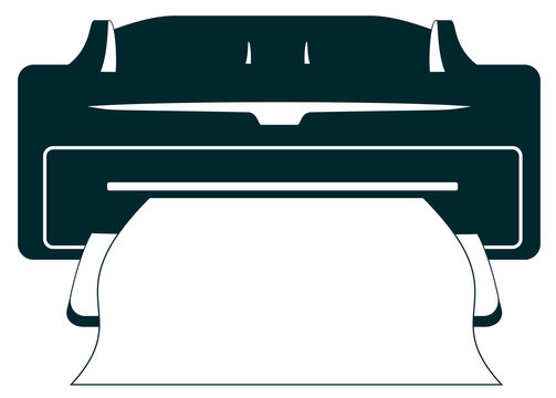 recommend clip art: blue isolated office printer silhouette with paper