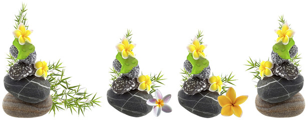 composition relaxante : bambou, galets, plumeria