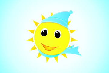Illustration - Sun in winter cap - vector