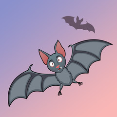 Halloween bats cartoon in fly