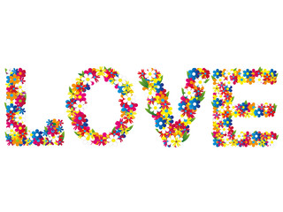 Love words decorated with flowers