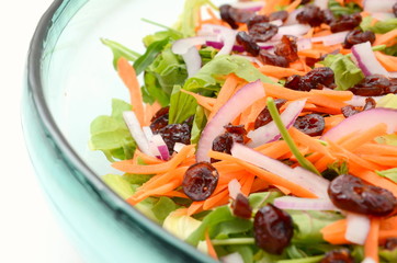 Mixed salad of cranberry and carrot with lettuce and baby leaves