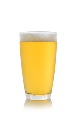 glass with beer on white background